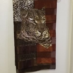 Leopard Print Scarf in Brown and Black
